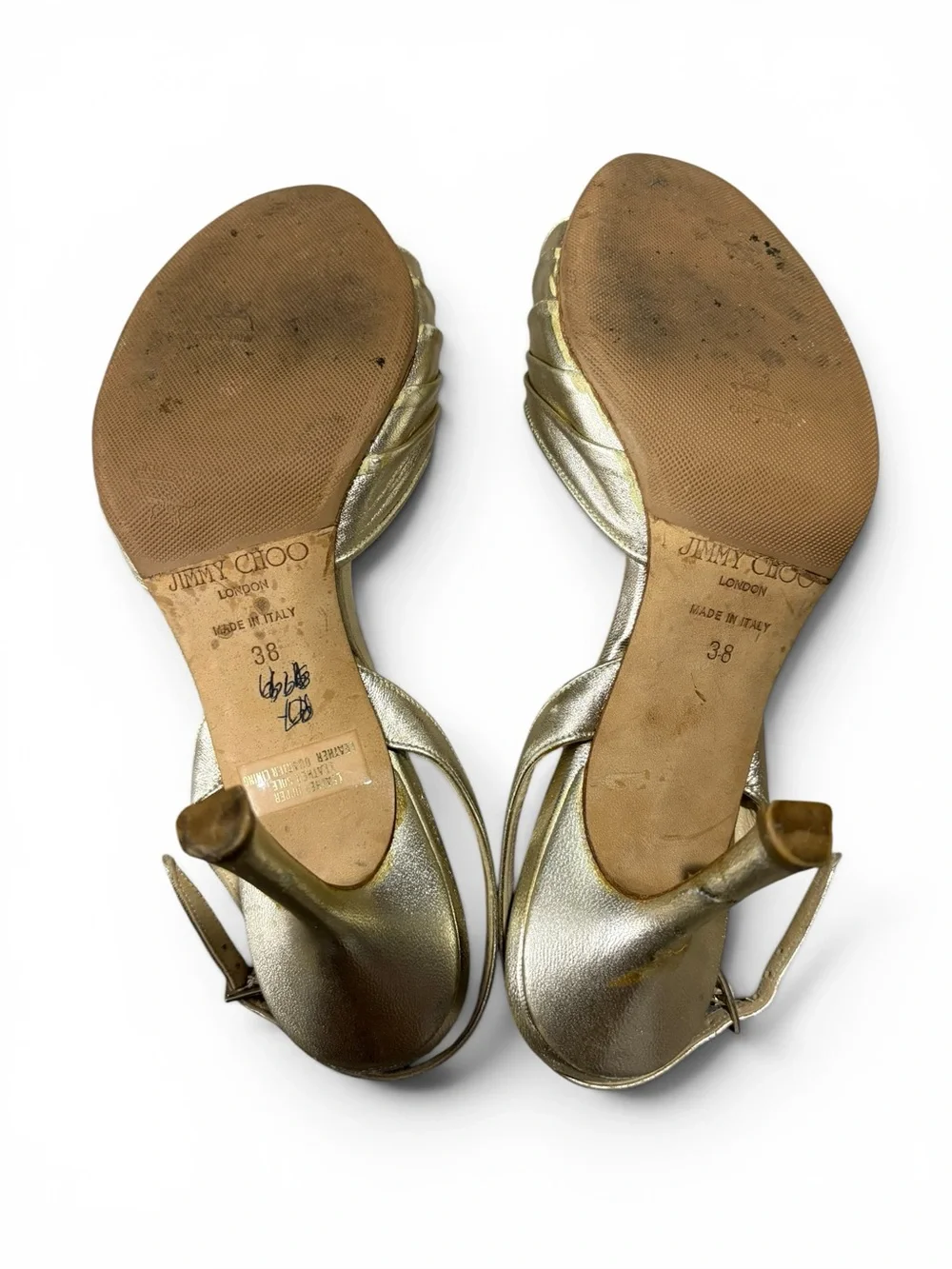 Jimmy Choo Gold Metallic Ankle Strap Heels Size Women’s 38 / 8